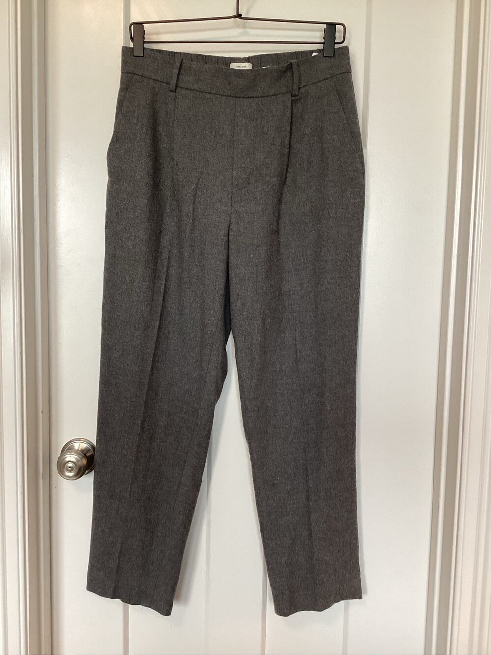 Vince high rise wool blend trousers tailored pants womens dark grey medium